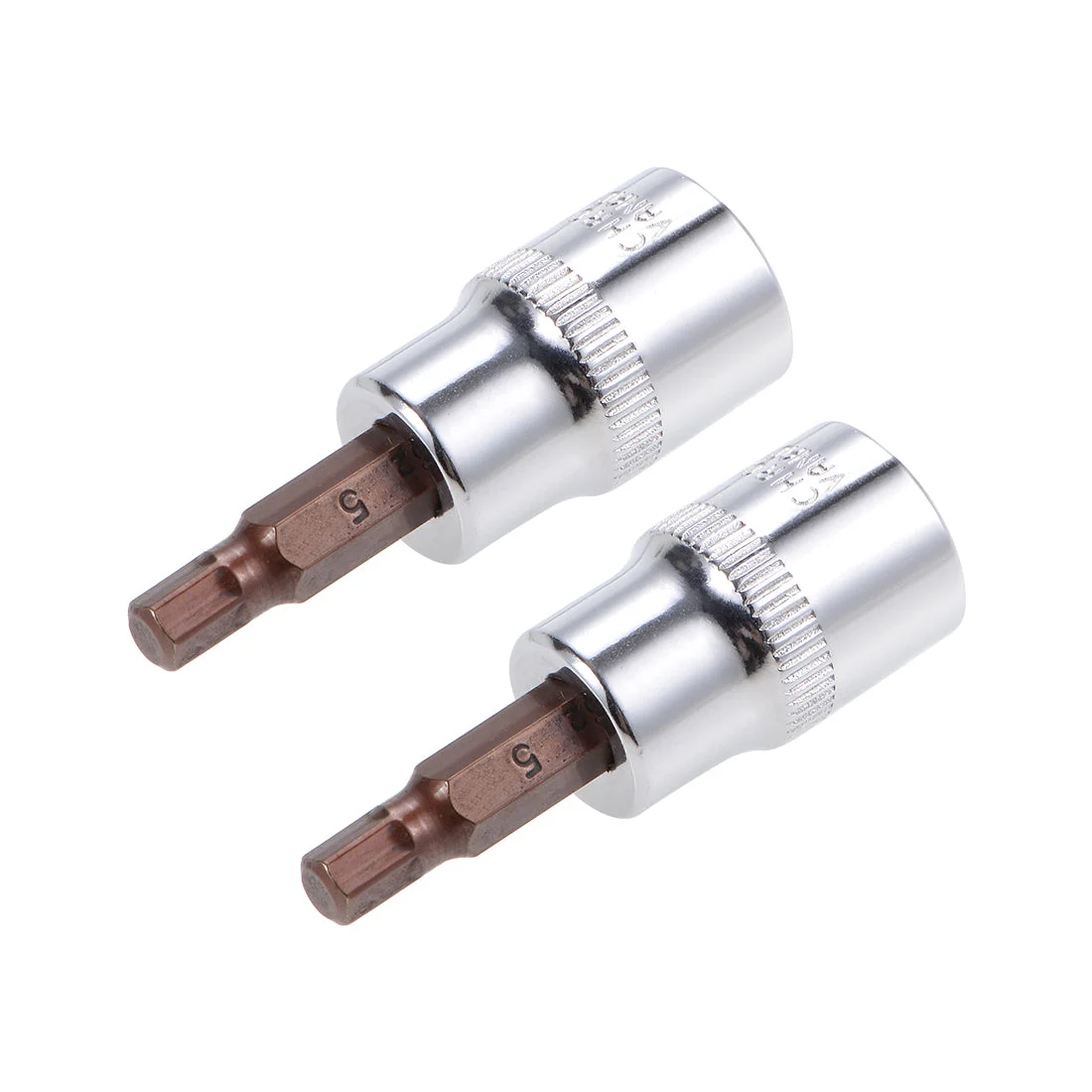 2 Pcs 3/8" Drive x 5mm Hex Bit Socket, Standard Metric, S2 & Cr-V Steel