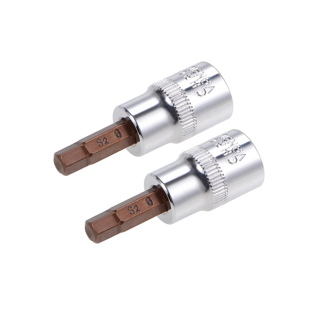 2 Pcs 3/8" Drive x 6mm Hex Bit Socket, Standard Metric, S2 & Cr-V Steel