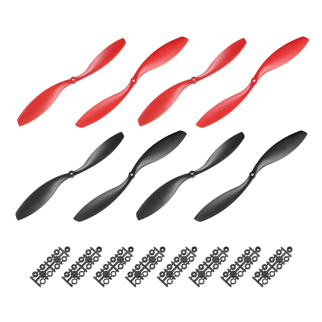 RC Propellers 12x4.5 Inch CW CCW 2-Vane Black Red 4 Pairs with Adapter Rings