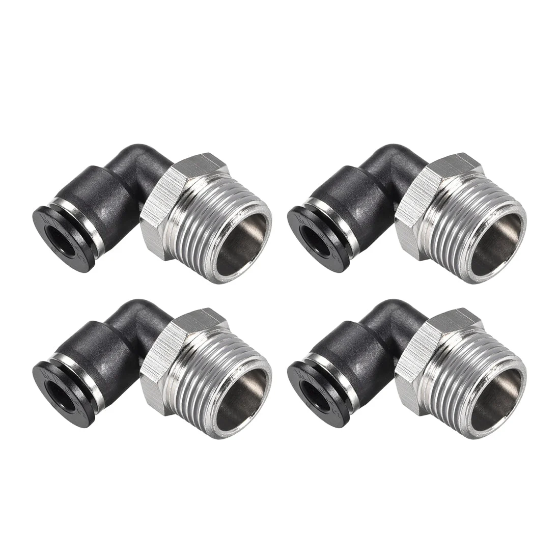 Push to Connect Tube Fitting Male Elbow 6mm Tube OD x 3/8 NPT Thread Pneumatic Air Push Fit Lock Fitting 4pcs