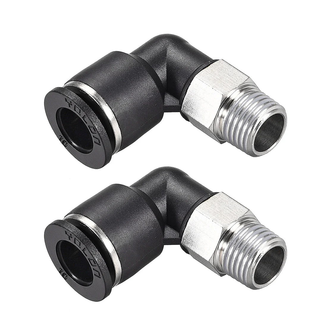 Push to Connect Tube Fitting Male Elbow 10mm Tube OD x1/4 NPT Push Fit Lock 2pcs