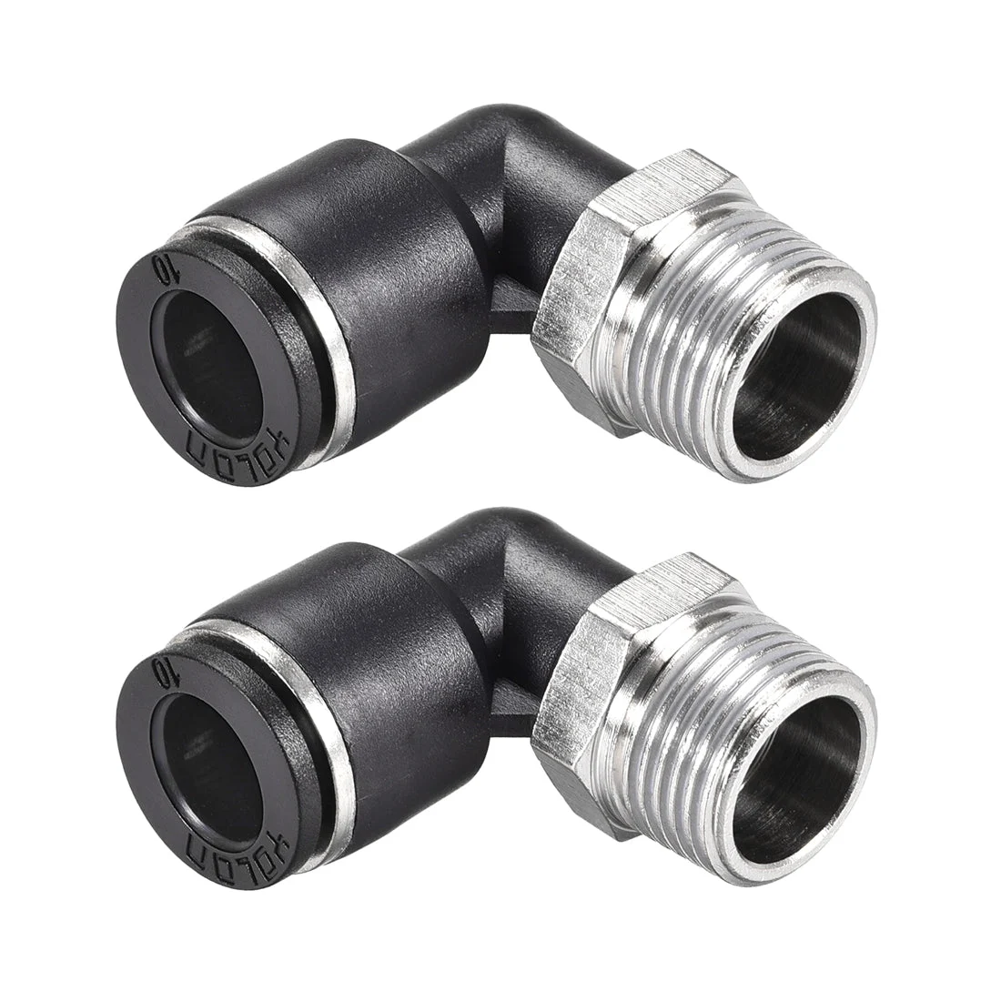 Push to Connect Tube Fitting Male Elbow 10mm Tube OD x 3/8 NPT Thread Pneumatic Air Push Fit Lock Fitting 2pcs