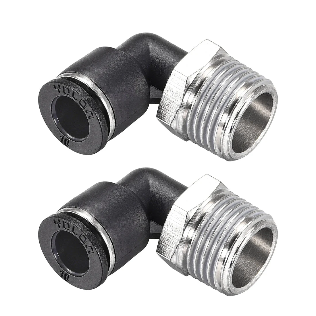 Push to Connect Tube Fitting Male Elbow 10mm Tube OD x 1/2 NPT Thread Pneumatic Air Push Fit Lock Fitting 2pcs