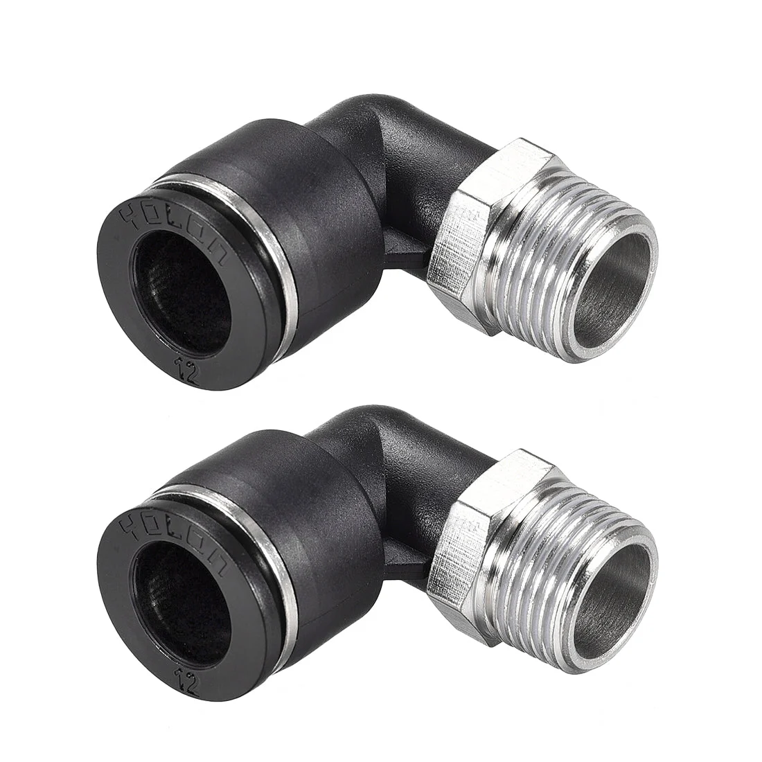Push to Connect Tube Fitting Male Elbow 12mm Tube OD x 3/8 NPT Thread Pneumatic Air Push Fit Lock Fitting 2pcs