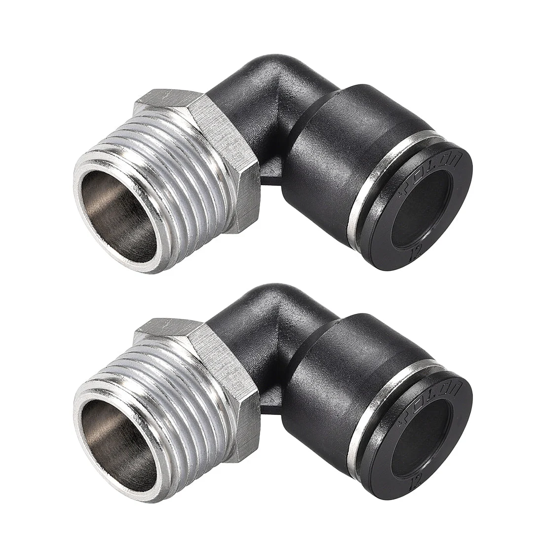 Push to Connect Tube Fitting Male Elbow 12mm Tube OD x G1/2 Thread Pneumatic Air Push Fit Lock Fitting 2pcs