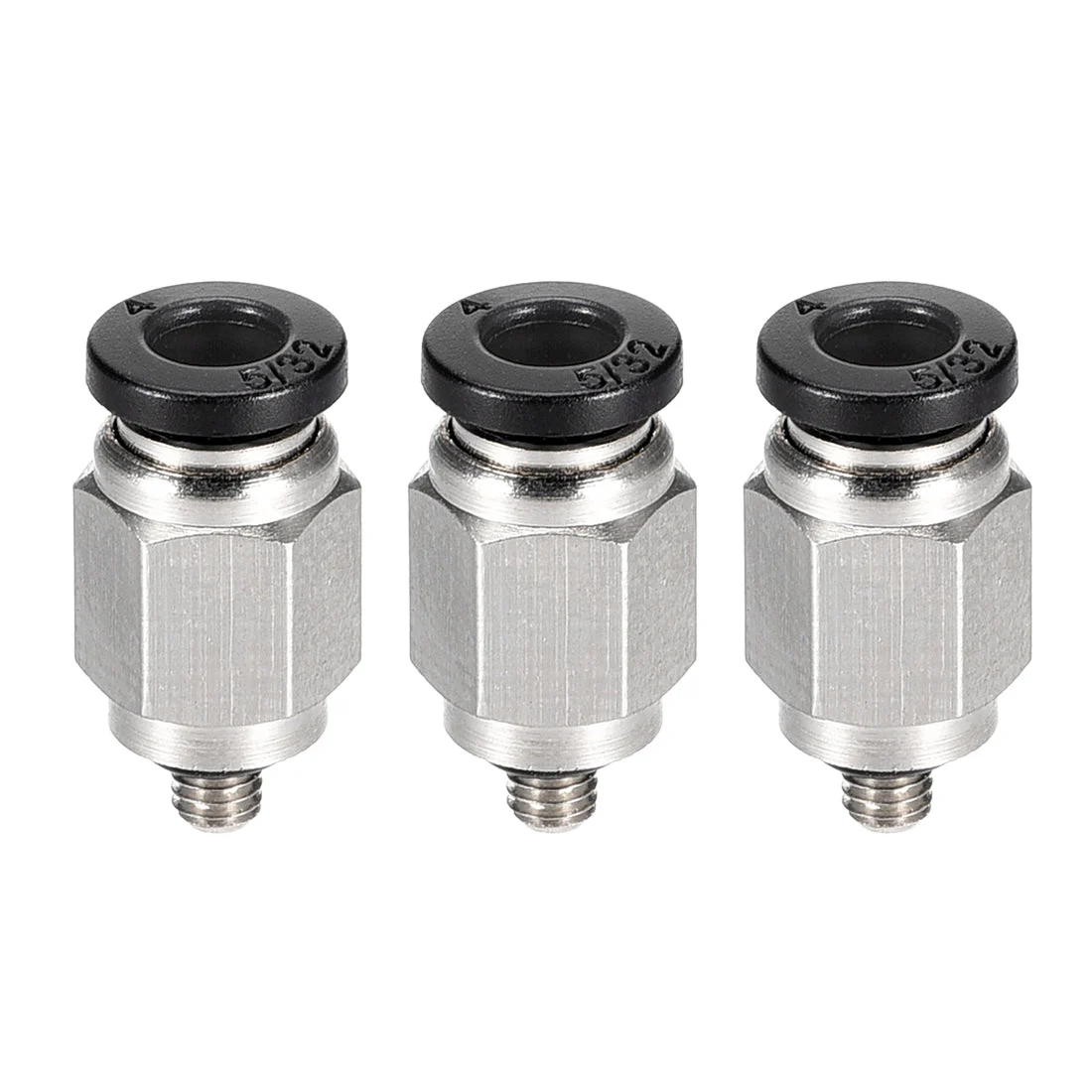 Straight Pneumatic Push to Quick Connect Fittings M3 Male x 4mm Tube OD Silver Tone 3pcs