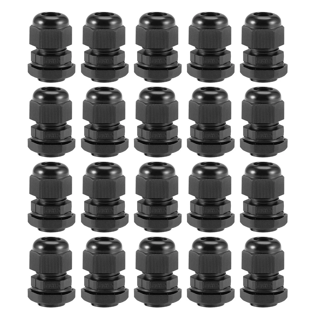 M16x1.5 Cable Gland 4mm-8mm Wire Hole Waterproof Nylon Joint Adjustable Locknut with Washer Black 20pcs