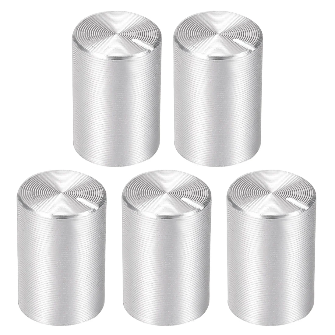 5pcs Potentiometer Knob Knurled Shaft Silver Tone Aluminum 6mm Shaft Dia. Rotary Knob 10mmx15mm Volume Control Knob