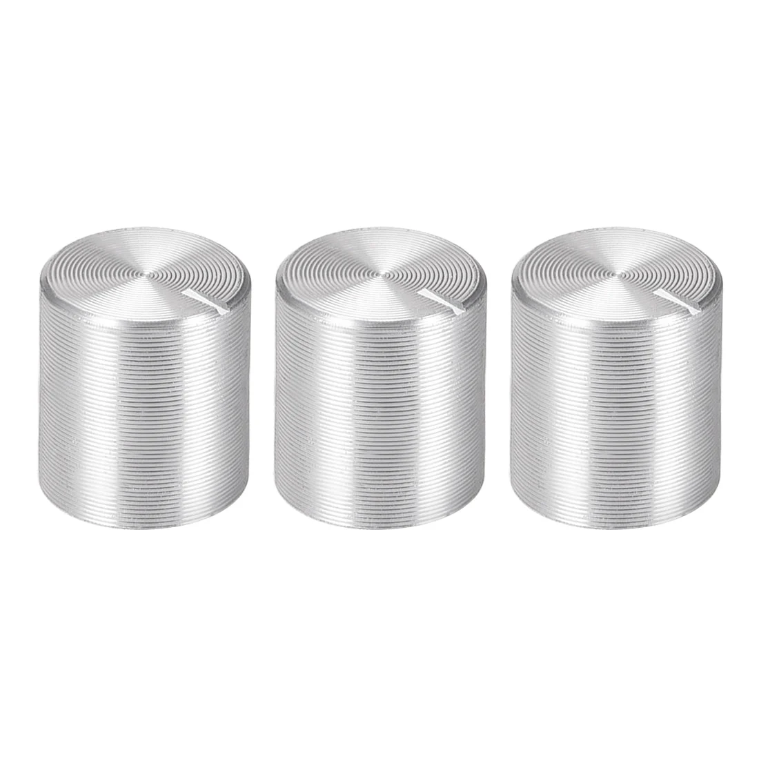 3pcs Potentiometer Knob Knurled Shaft Silver Tone Aluminum 6mm Shaft Dia. Rotary Knob Volume Control Knob
