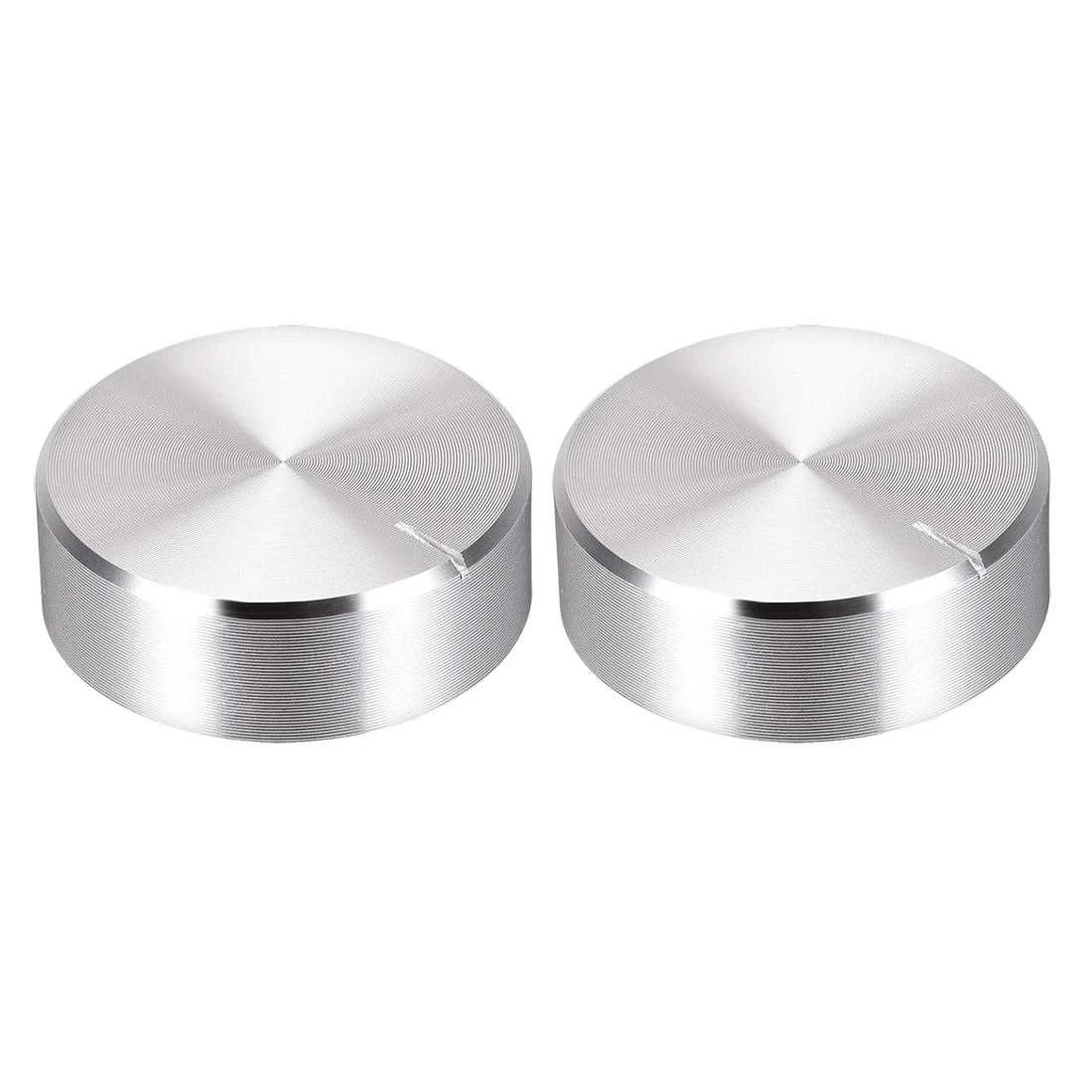 2pcs Potentiometer Knob Knurled Shaft Silver Tone Aluminum Smooth Surface Rotary Knob 30mmx10mm Volume Control Knob