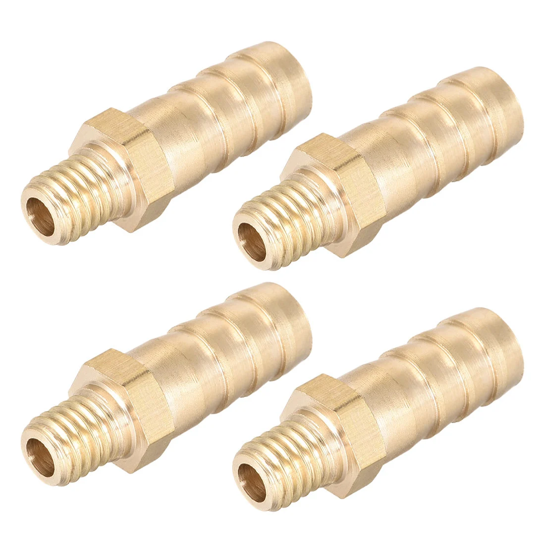 Brass Fitting Connector Metric M8-1 Male to Barb Fit Hose ID 10mm 4pcs