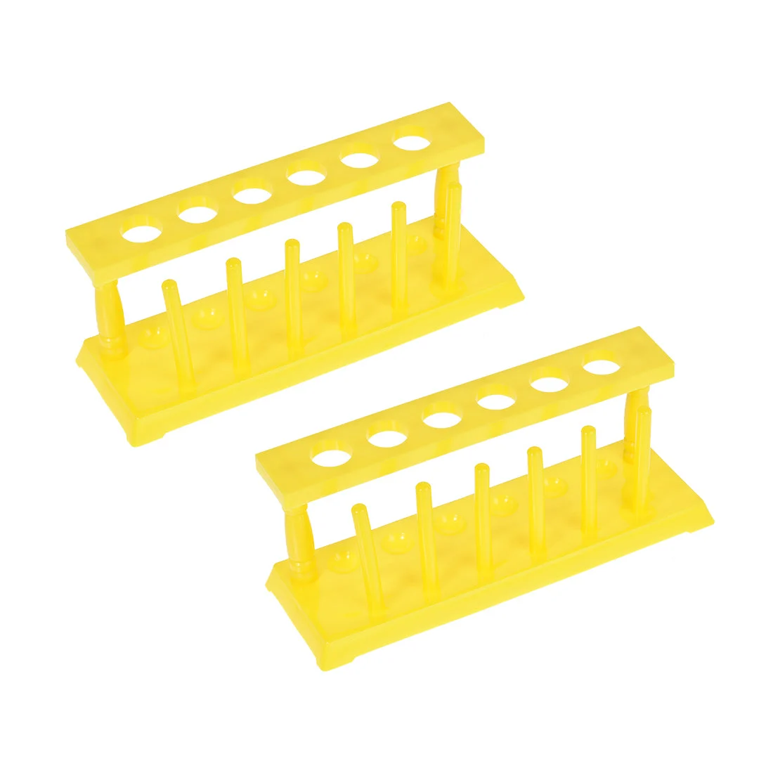 Test Tube Holder Rack 6 Wells 6 Pins for 18-21mm Tubes Yellow 2Pcs