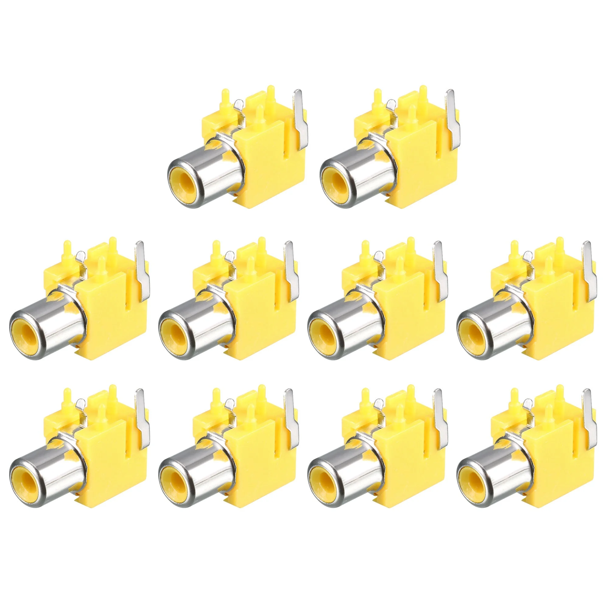 Uxcell PCB Panel Mount Single RCA Socket Female Jack Audio Video Connector Yellow 2pins 10Pcs