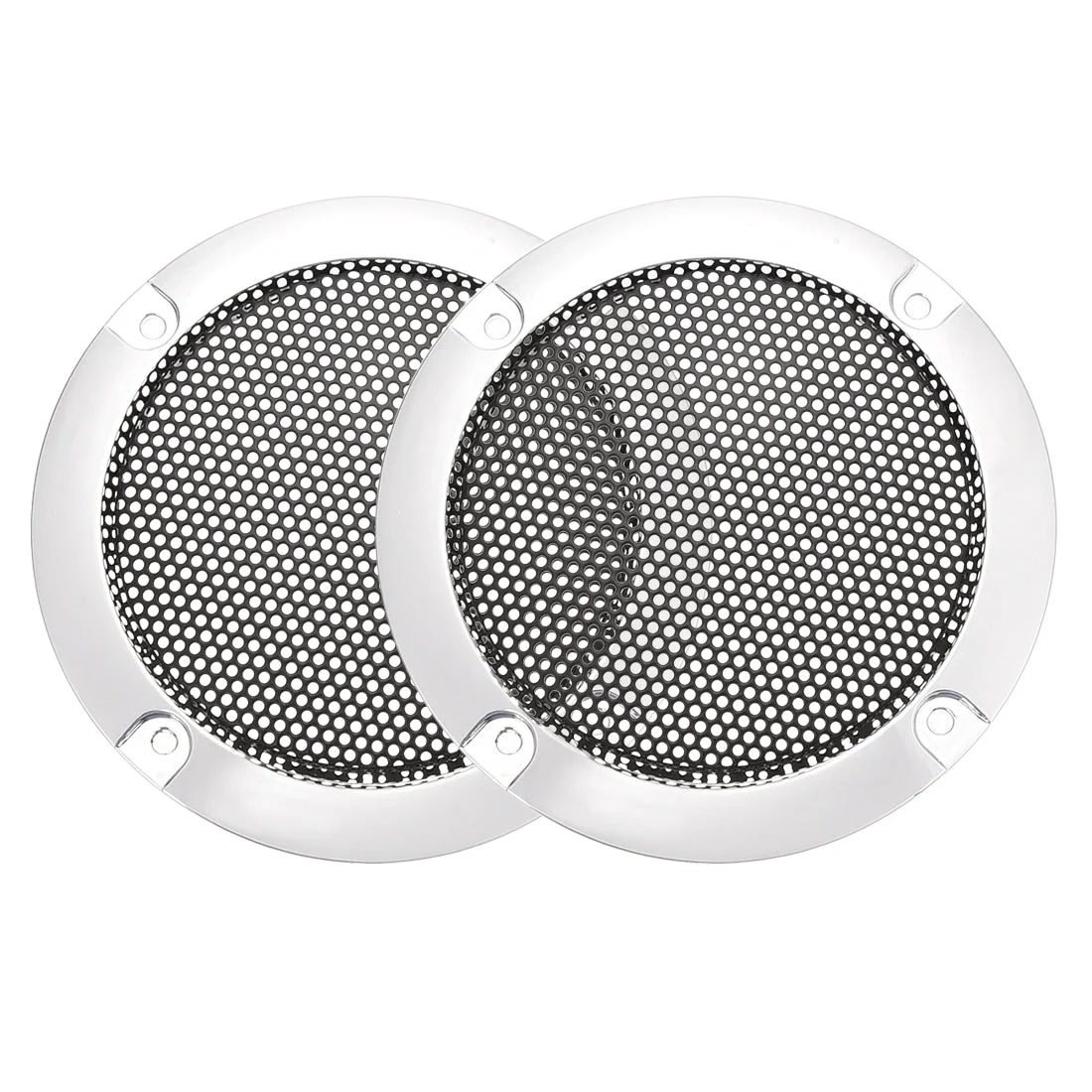 Speaker Grill Cover 3 Inch 95mm Mesh Decorative Circle Subwoofer Guard Protector Black and Silver 2pcs