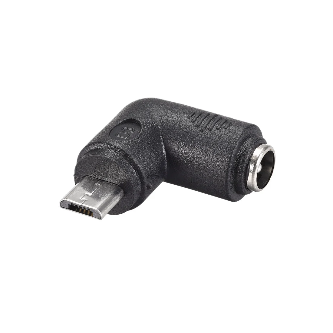 DC Power Connector 90 Degree Right Angle 5.5mm x 2.1mm Female to Mirco USB Male