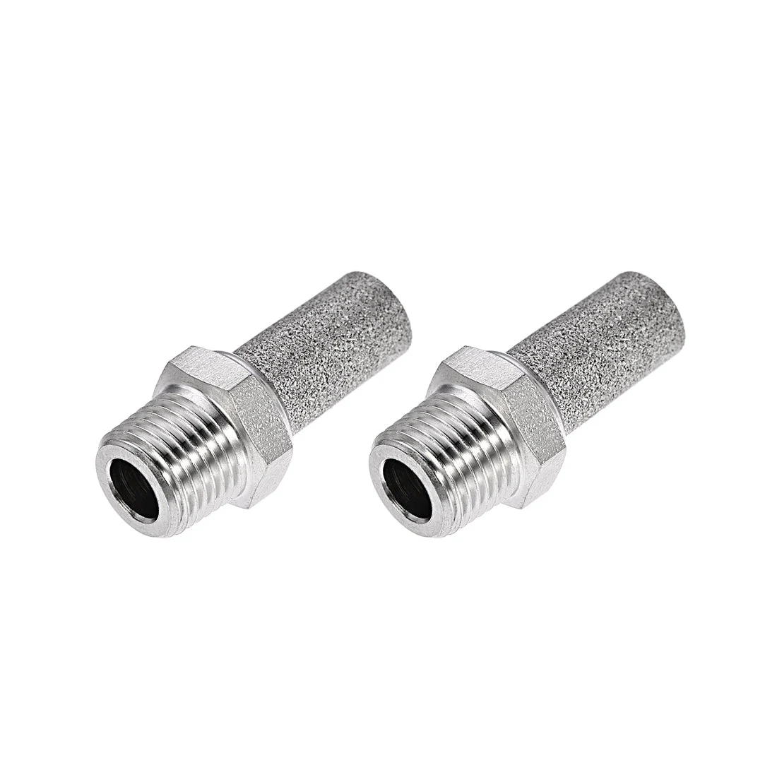 Uxcell Exhaust Muffler NPT1/8 Male Thread Sintered Stainless Steel Breather Pneumatic Air Muffler 2pcs