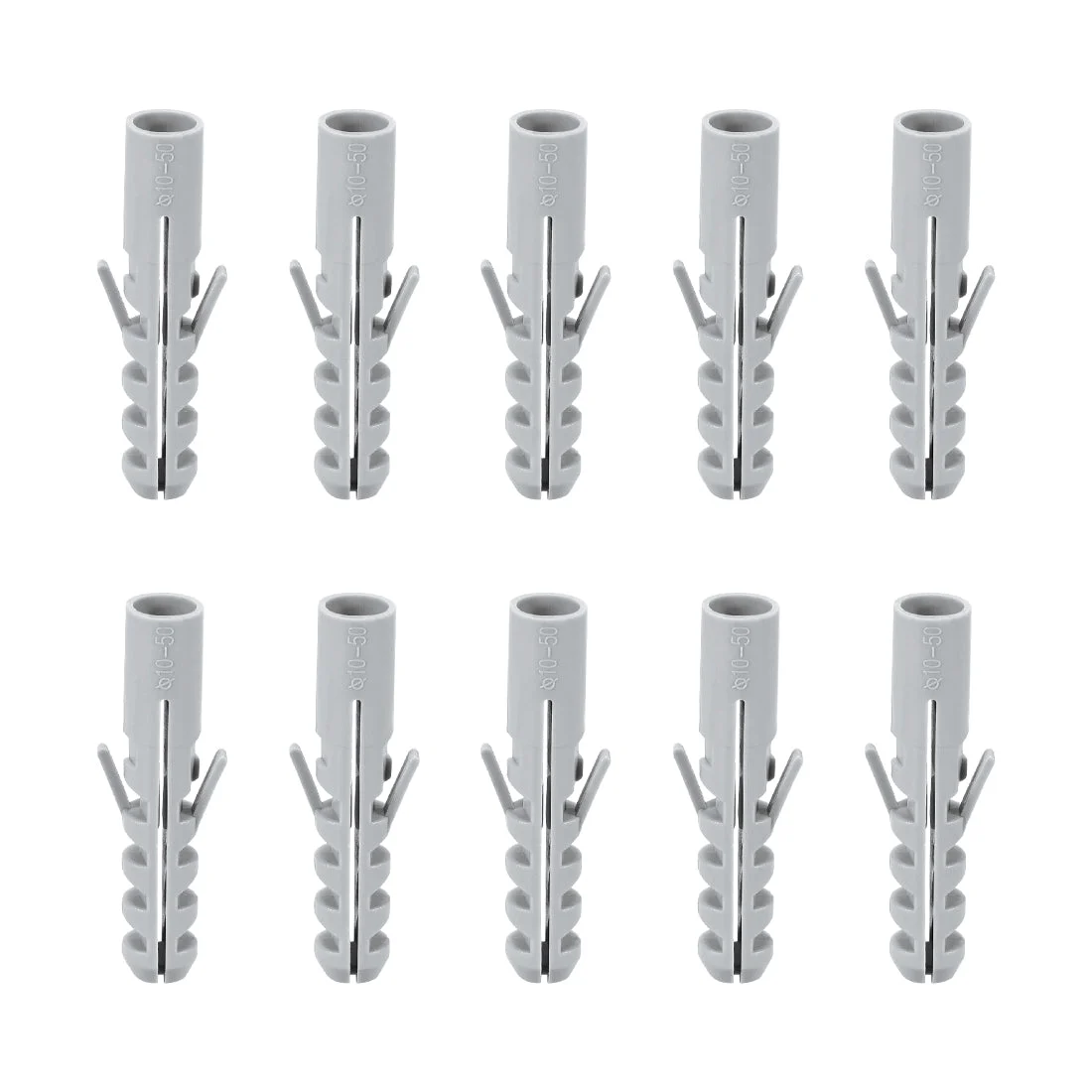 Uxcell 10x50mm Plastic Expansion Tube Bolts Column Frame Fixings Gray 50pcs