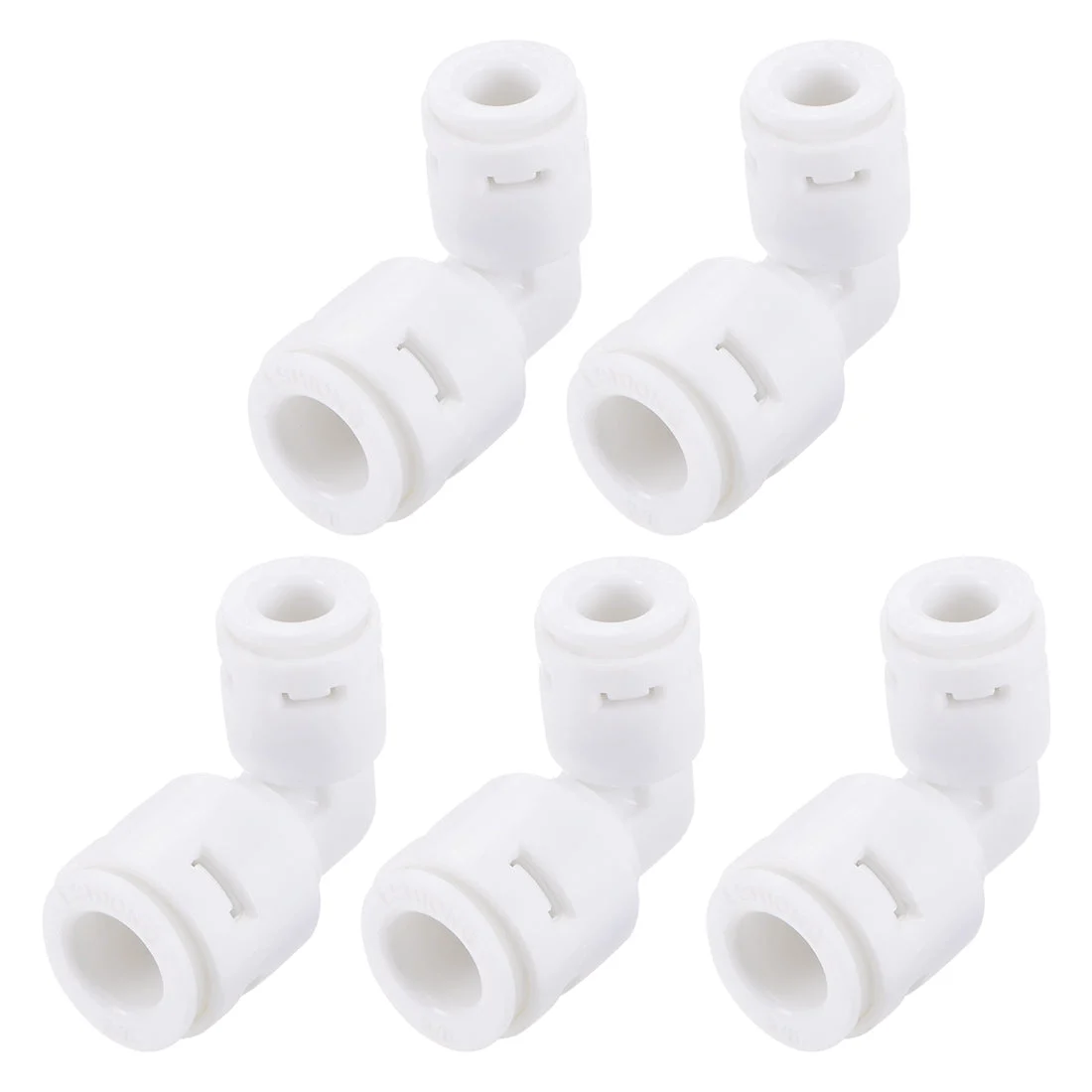 Quick Connector L Type 1/4" to 3/8" Push Fit Elbow Connect Fittings for Water Purifier, 35x30mm White 5Pcs