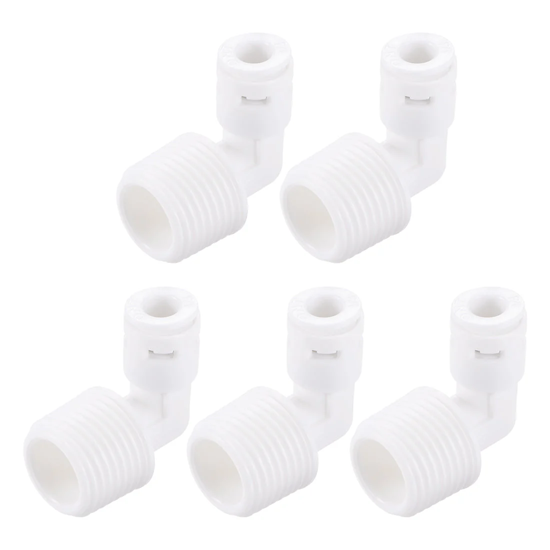 Quick Union Elbow Connector G1/2 Male Thread to 1/4" L Type Fittings for Reverse Osmosis Water Filtration, 36x34mm White 5Pcs