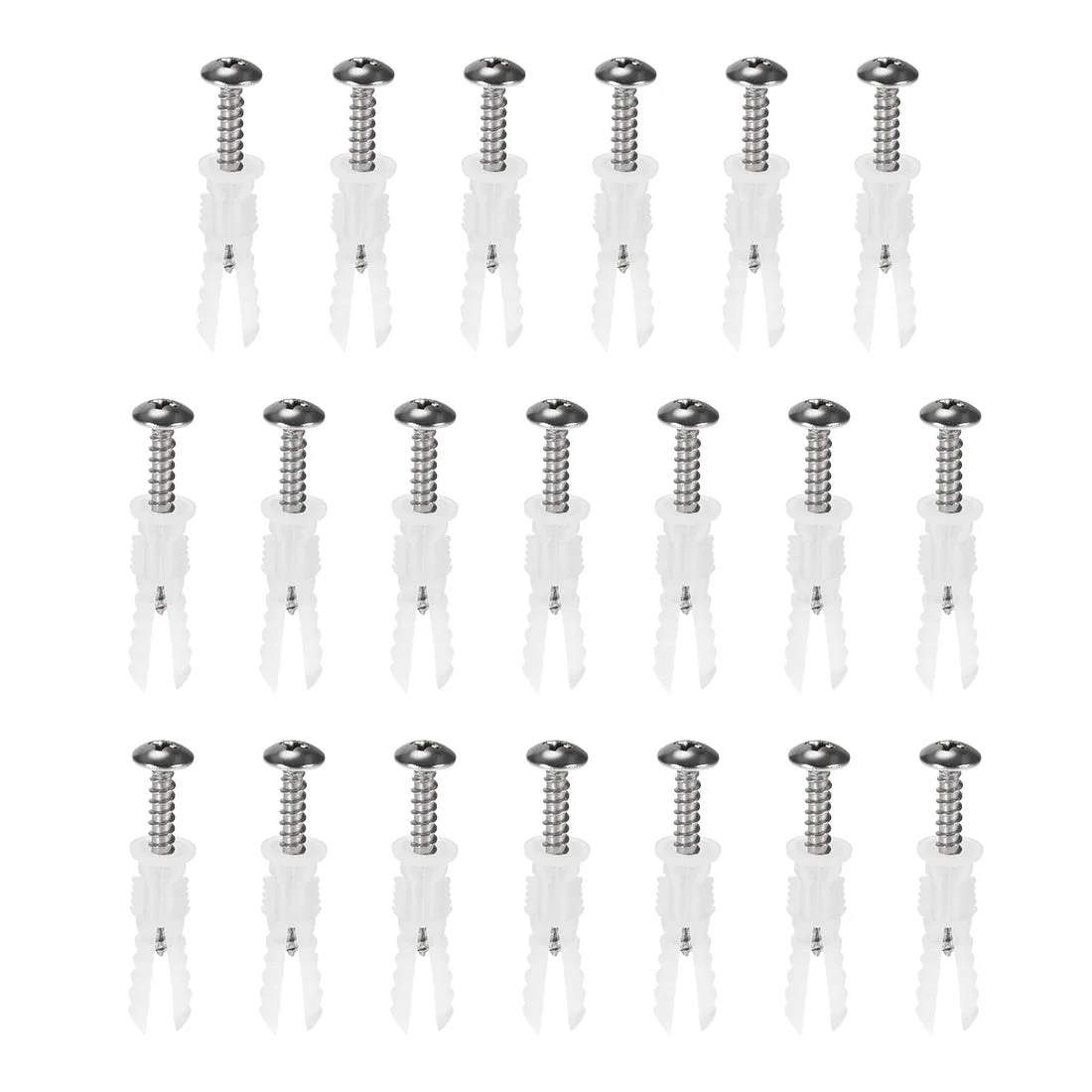 6mmx32mm Plastic Expansion Tube Pipe for Drywall with Screws White 20pcs