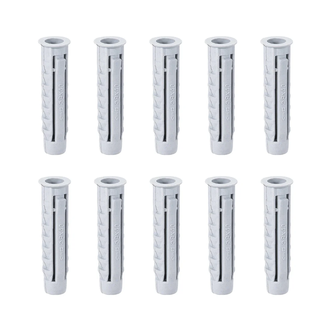 8x40mm Plastic Expansion Tube Bolts Column Frame Fixings Gray 50pcs