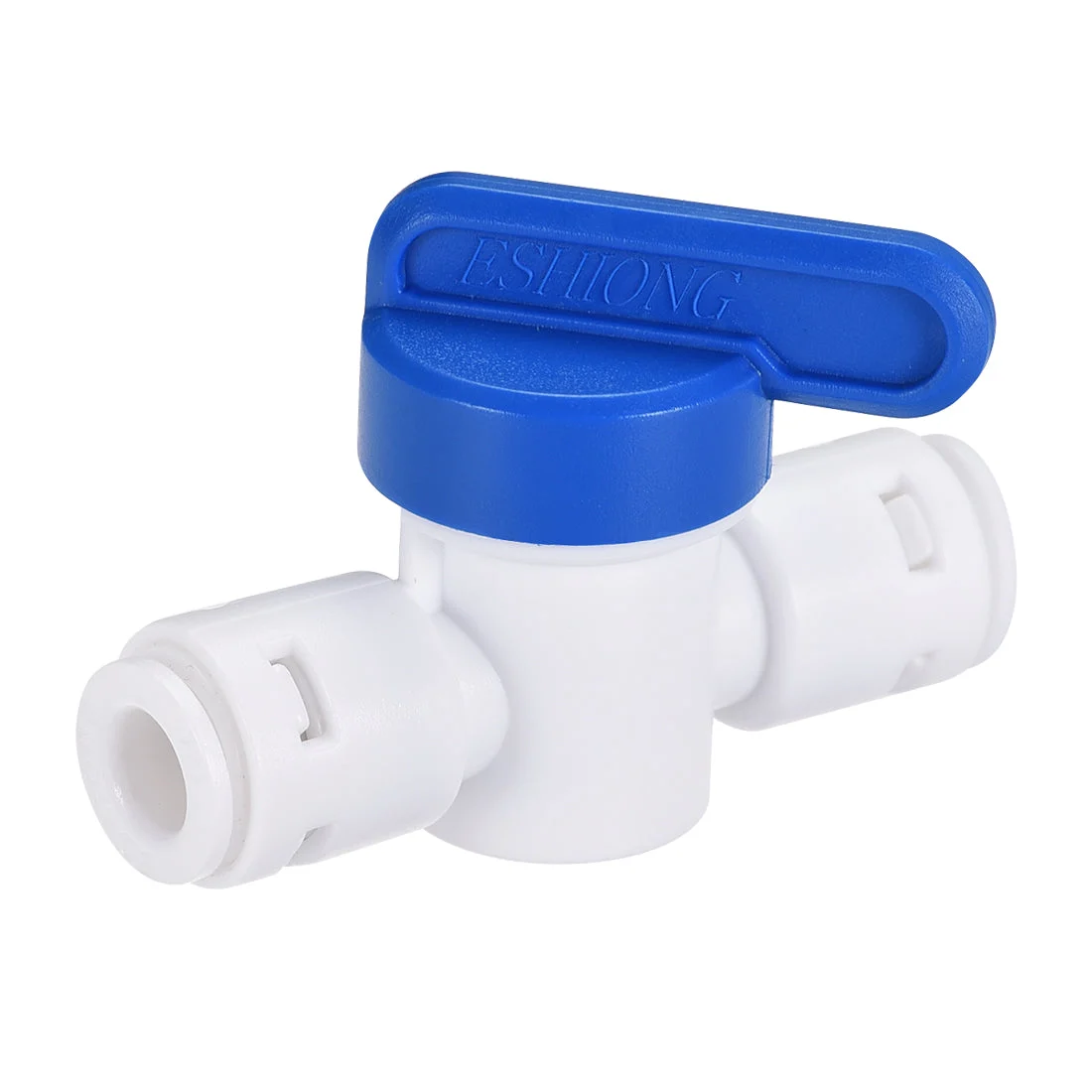 Ball Valve Quick Connect Fitting, 1/4" Tube Outer Diameter, for Water Purifiers, Blue and White 2Pcs