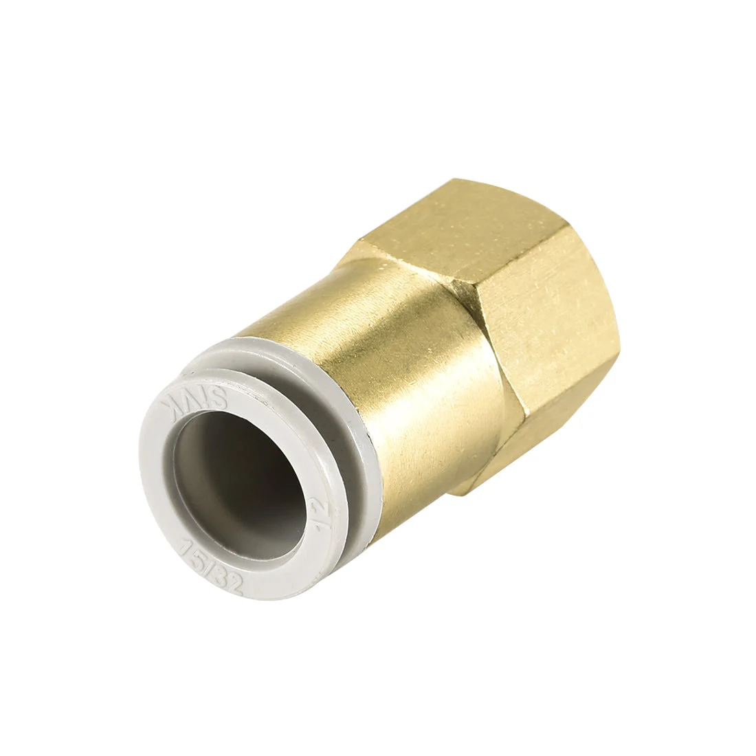 Push to Connect Tube Fittings 12mm Tube OD x 3/8 PT Female Straight Pneumatic Connector Pipe Fitting Golden Tone