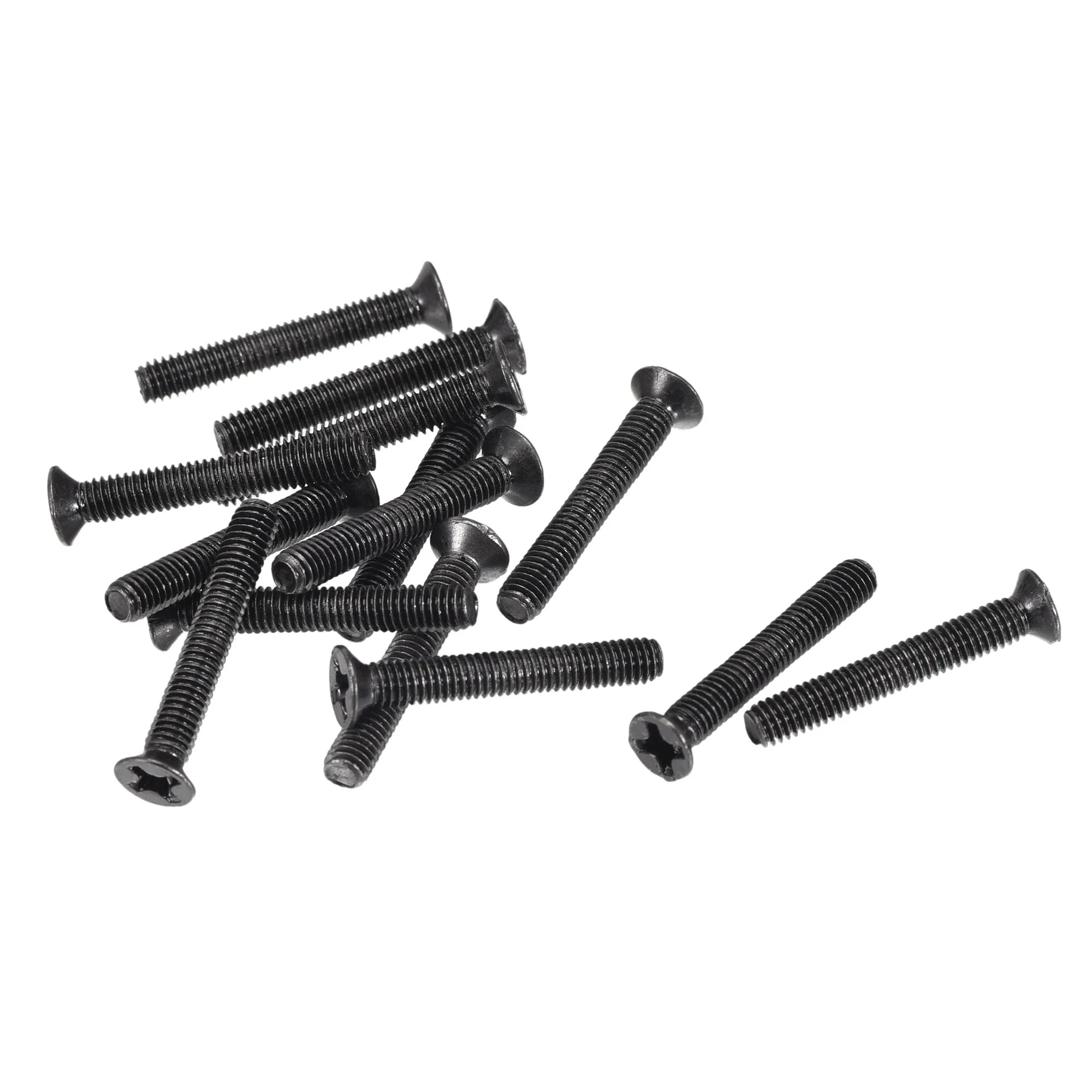 M3 x 20mm Phillips Flat Head Screws Carbon Steel Machine Screws Black 50pcs