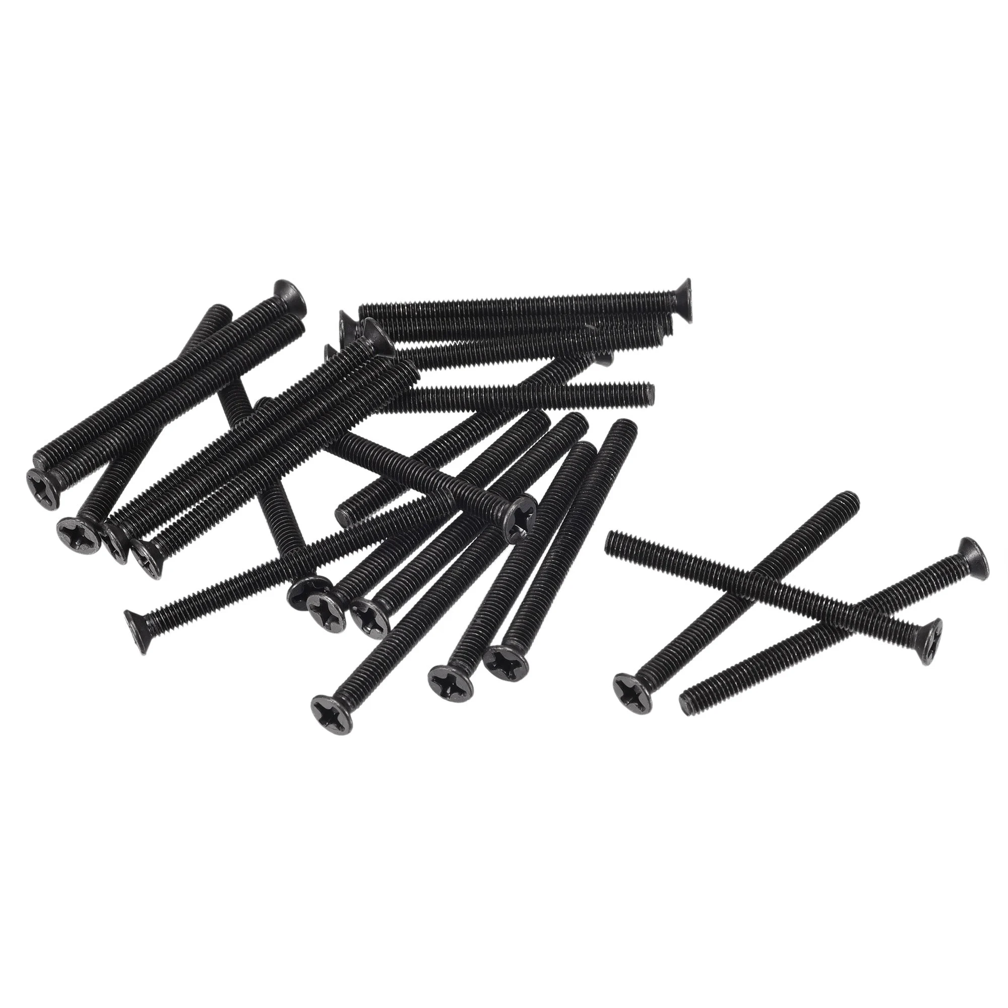 M3 x 35mm Phillips Flat Head Screws Carbon Steel Machine Screws Black 50pcs