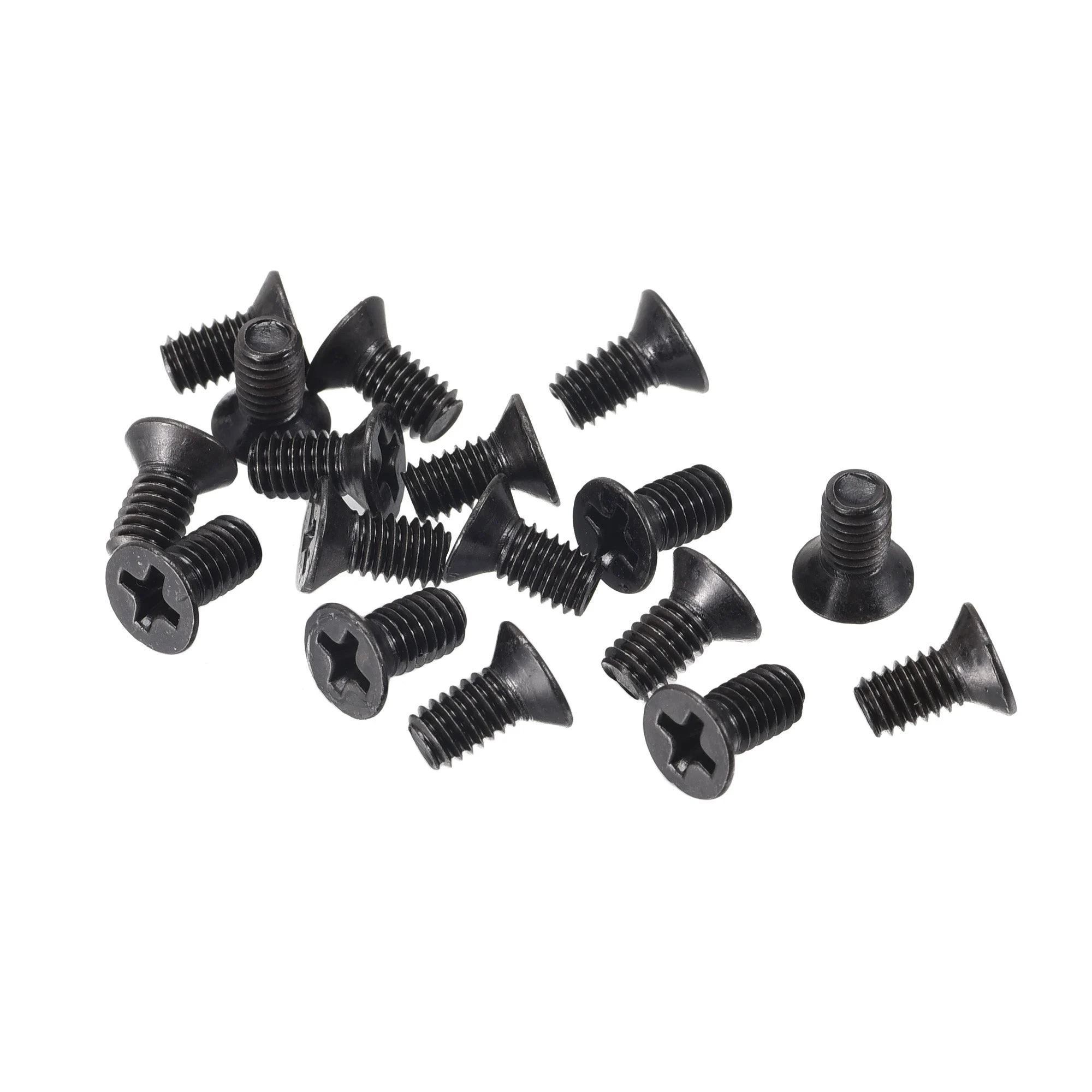 M4 x 8mm Phillips Flat Head Screws Carbon Steel Machine Screws Black 50pcs