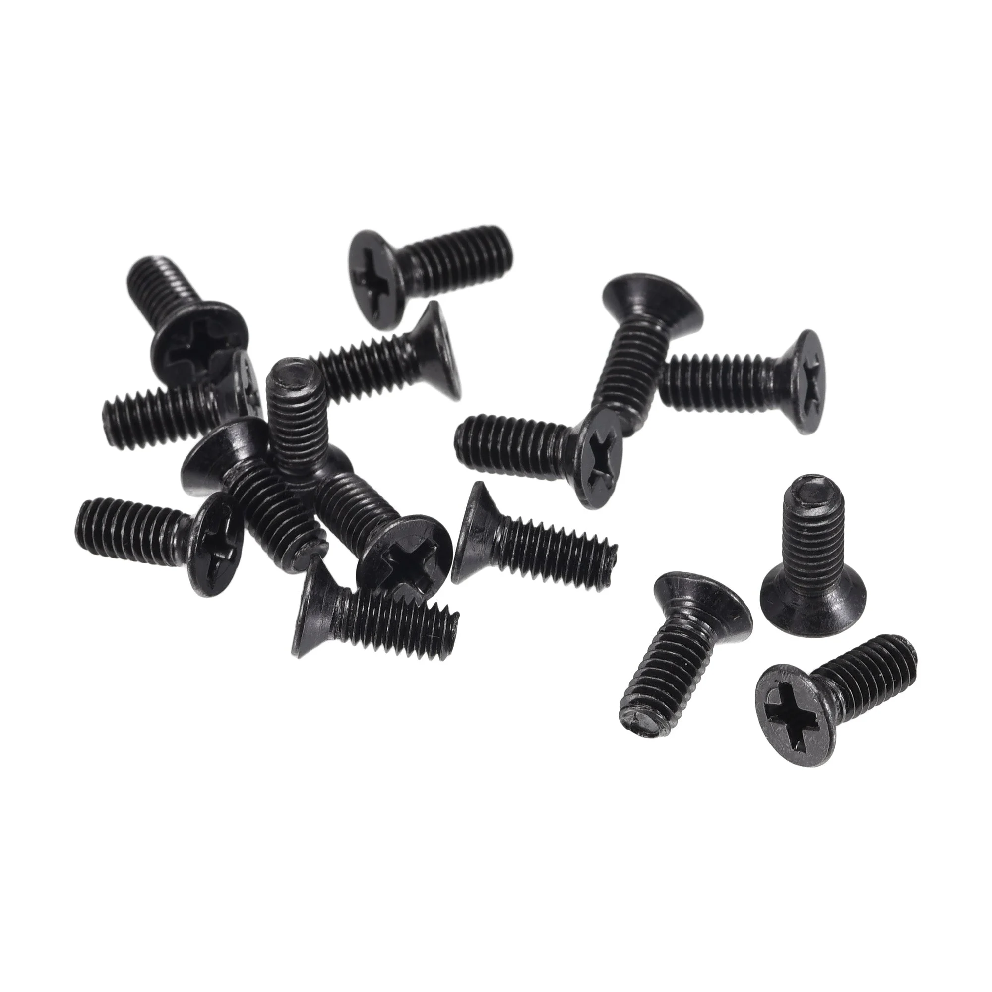 M4 x 10mm Phillips Flat Head Screws Carbon Steel Machine Screws Black 200pcs