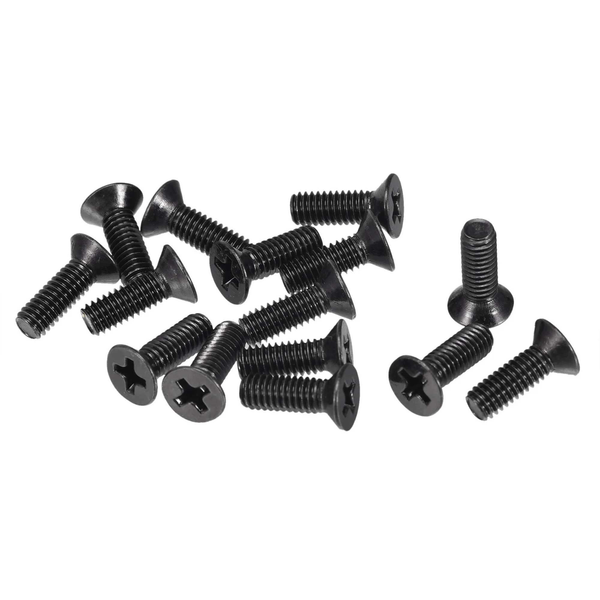 M4 x 12mm Phillips Flat Head Screws Carbon Steel Machine Screws Black 150pcs