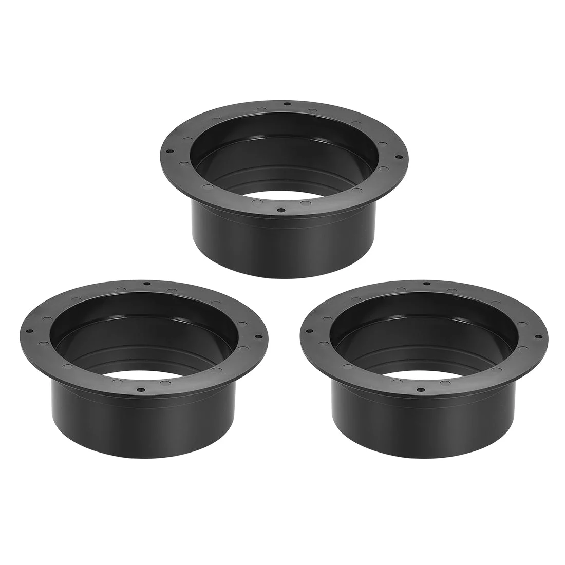 Black Straight Duct Connector Flange ABS Plastic Air Outlet Inlet Adaptor for 4.43Inch Dia Hose 3Pcs