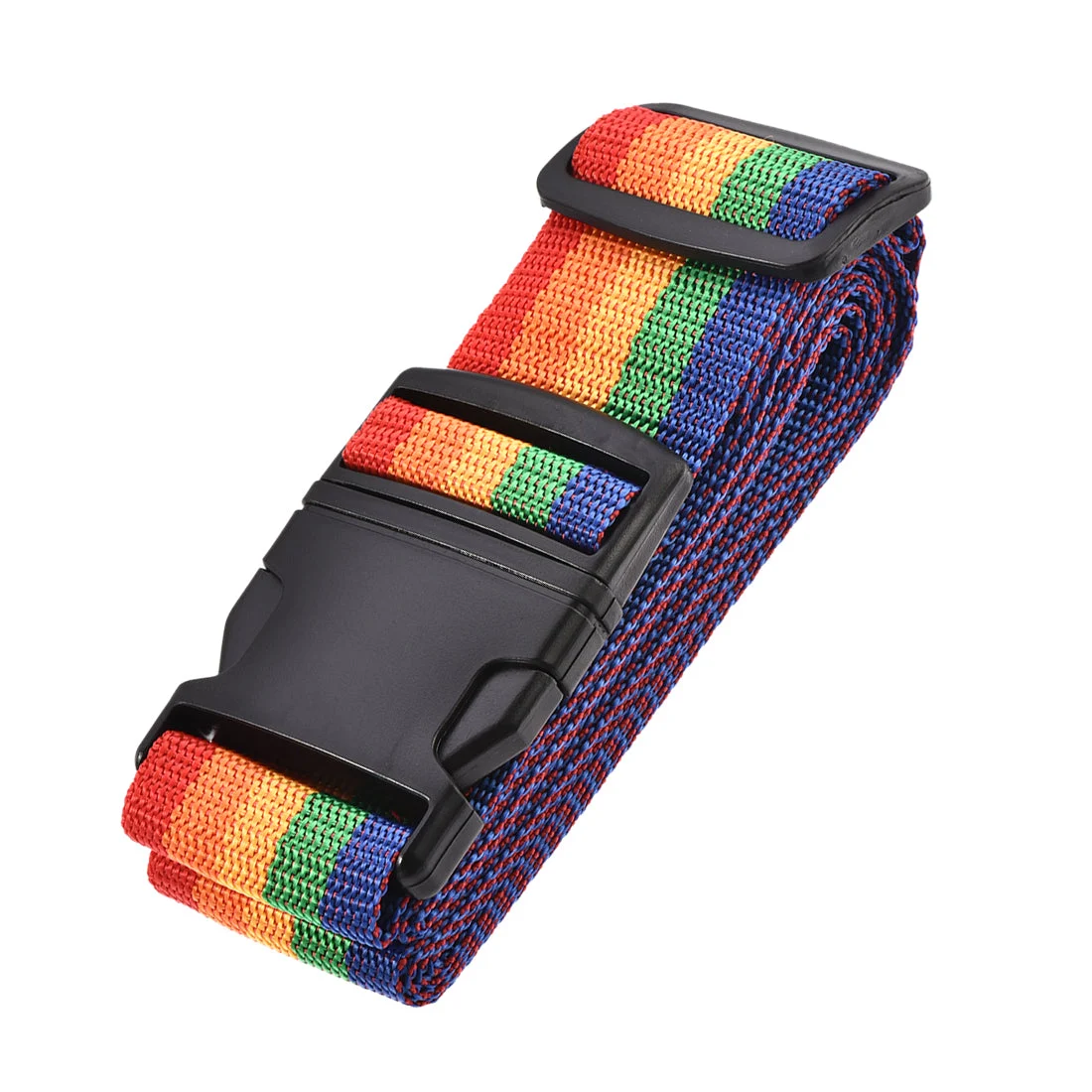 Luggage Strap Suitcase Belt with Buckle Label, 2Mx5cm Adjustable PP Travel Bag Packing Accessory, Multi Color (Red Orange Yellow Green Blue)