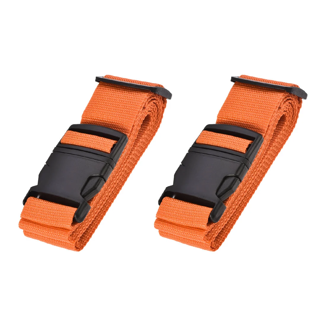 Luggage Straps Suitcase Belts with Buckle Label, 2Mx5cm Adjustable PP Travel Bag Packing Accessories, Orange 2Pcs
