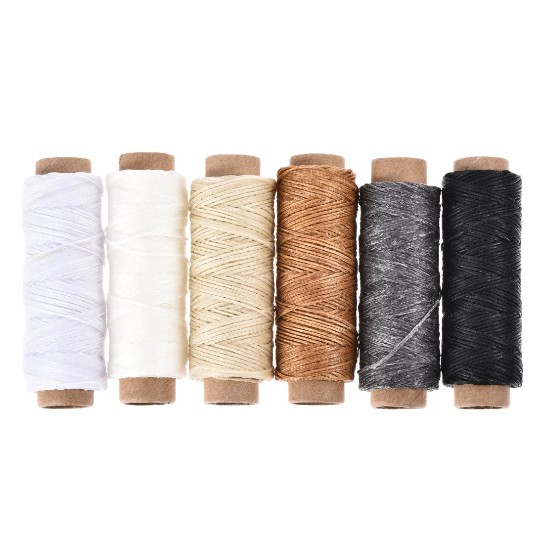 Leather Sewing Thread Set 55 Yards 175D/1mm Waxed Flat Thread, (Multiple Colors, 6Pcs)