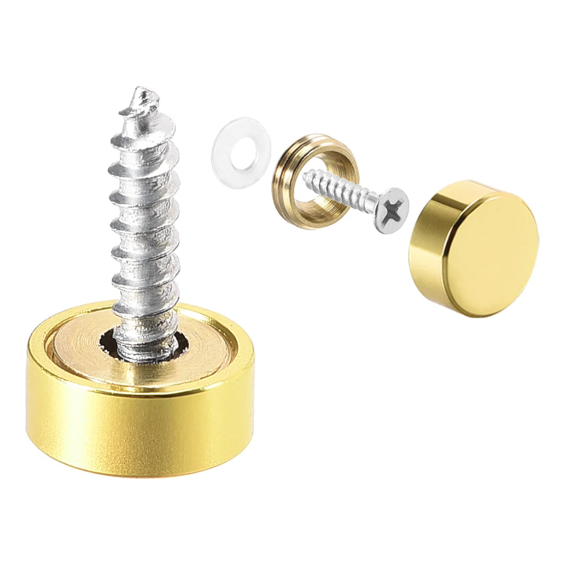 Mirror Screws, Decorative Cap Fasteners Cover Nails, Electroplated, Golden Silver 12mm/0.47" Brass 4pcs