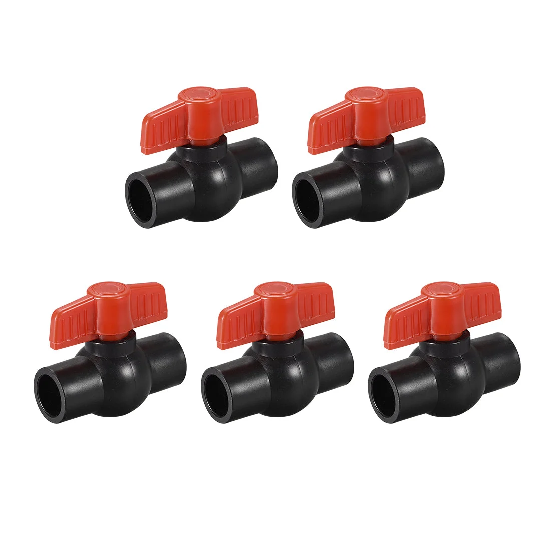 Ball Valve, 20mm Inner Diameter, Socket Type, for Control Water Flow, PE Black Red 5Pcs