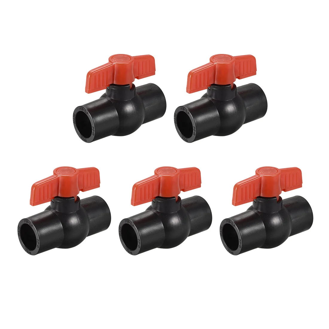 Ball Valve, 25mm Inner Diameter, Socket Type, for Control Water Flow, PE Black Red 5Pcs