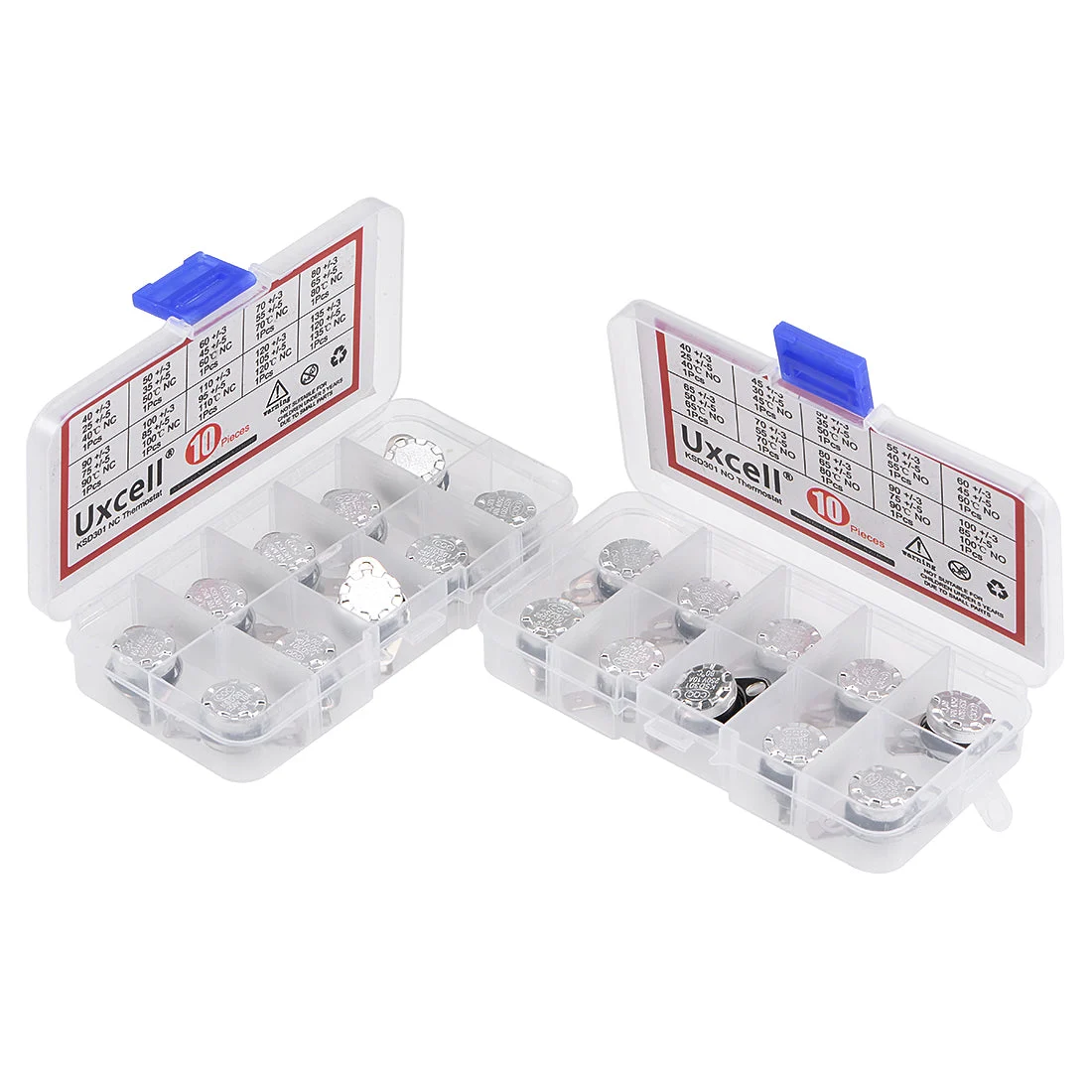 20pcs NC+NO KSD301 Thermostat 40-135°C/104-275°F(NC) 40-100°C/104-212°F(NO) Temperature Thermal Control Switch Assortment Kit