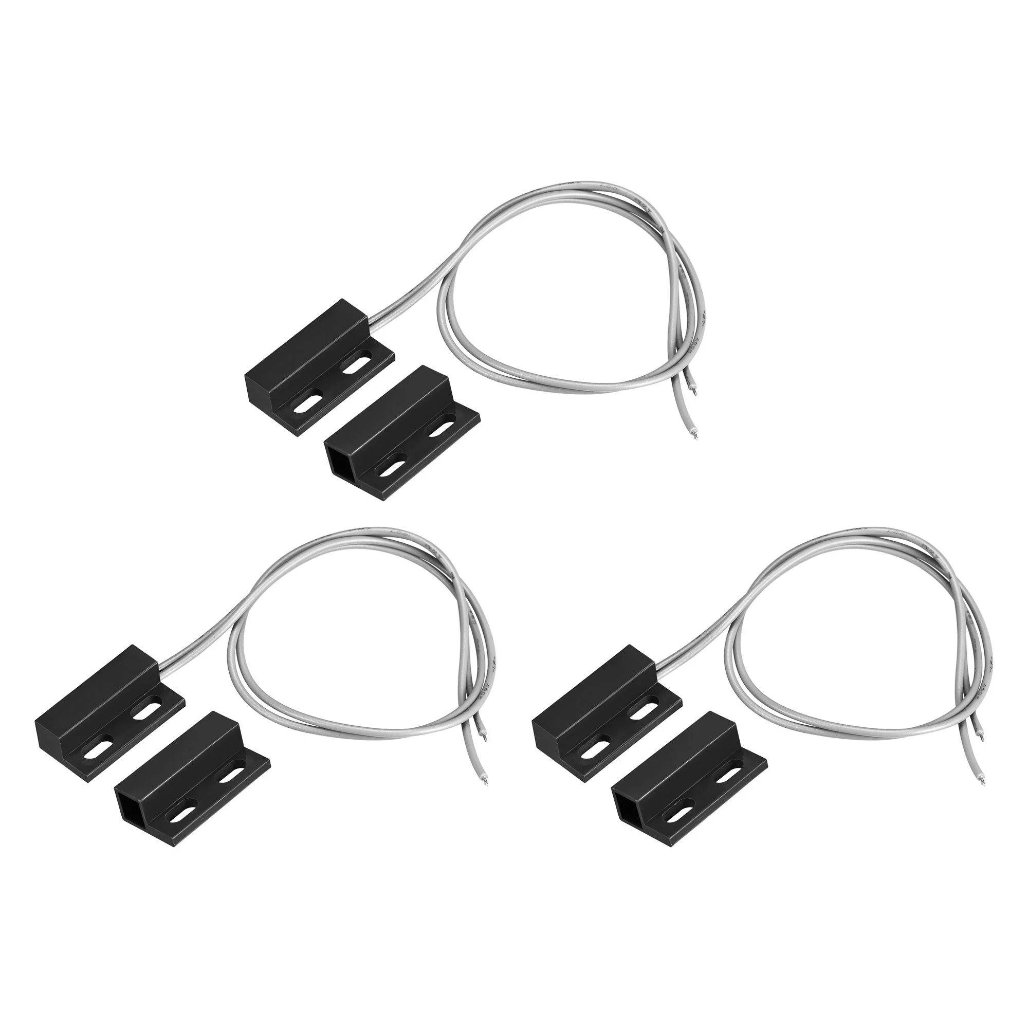 Wired Door Contact Window Sensor NO Surface Mount Magnetic Reed Switch Black 3 Pcs