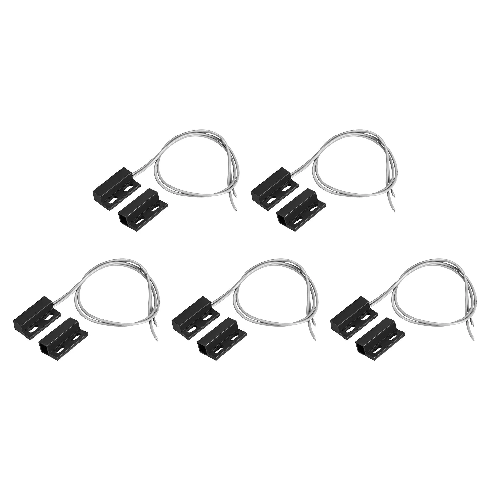 Wired Door Contact Window Sensor NO Surface Mount Magnetic Reed Switch Black 5 Pcs