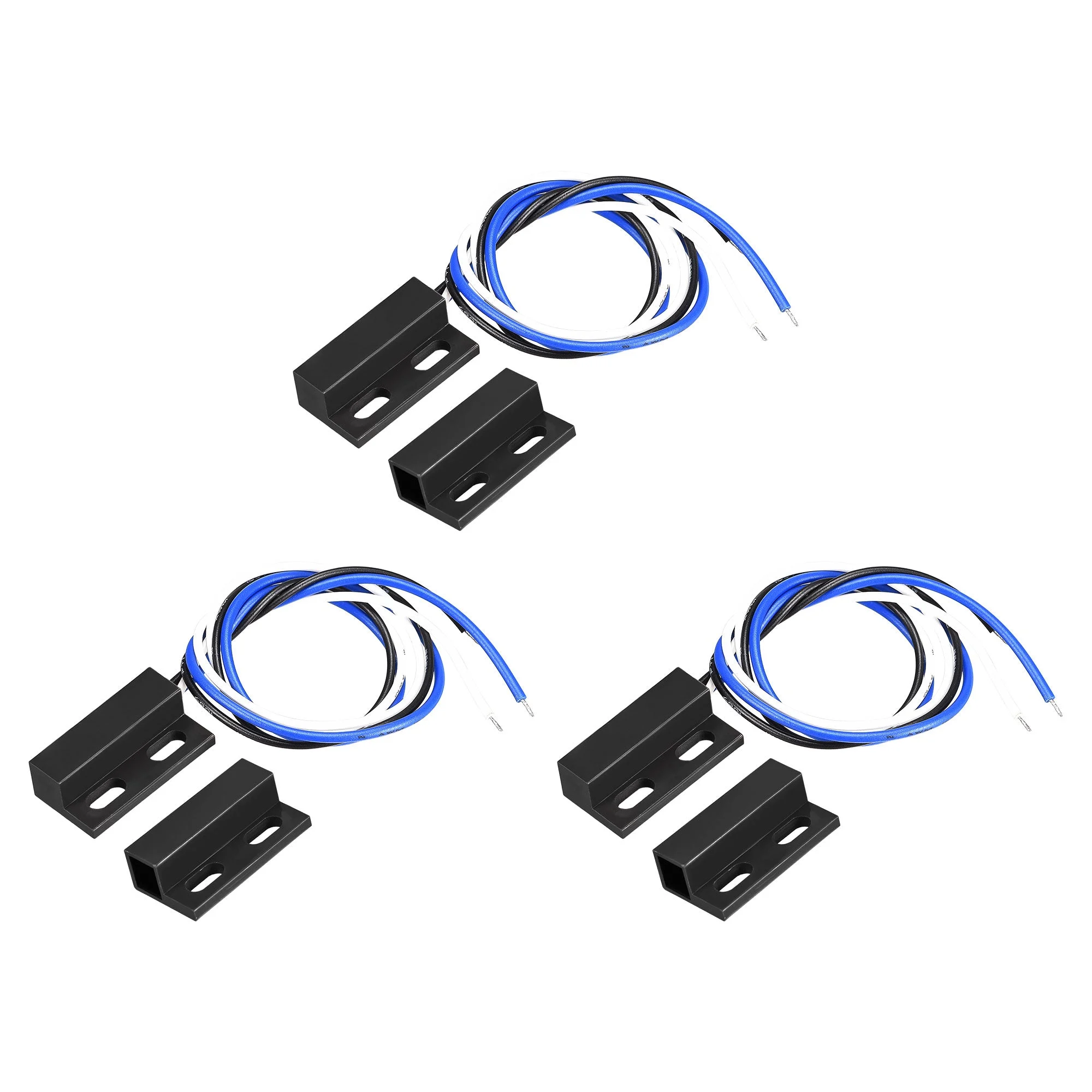 Wired Door Contact Window Sensor NO NC Surface Mount Magnetic Reed Switch Black 3 Pcs