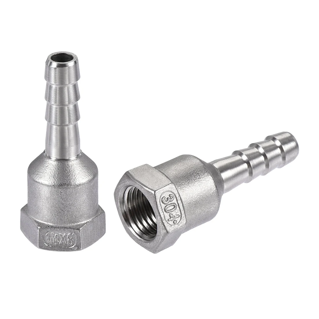 304 Stainless Steel Hose Barb Fitting Coupler, 8mm Barb x G1/4 Female Thread Pipe Adapter, 2Pcs