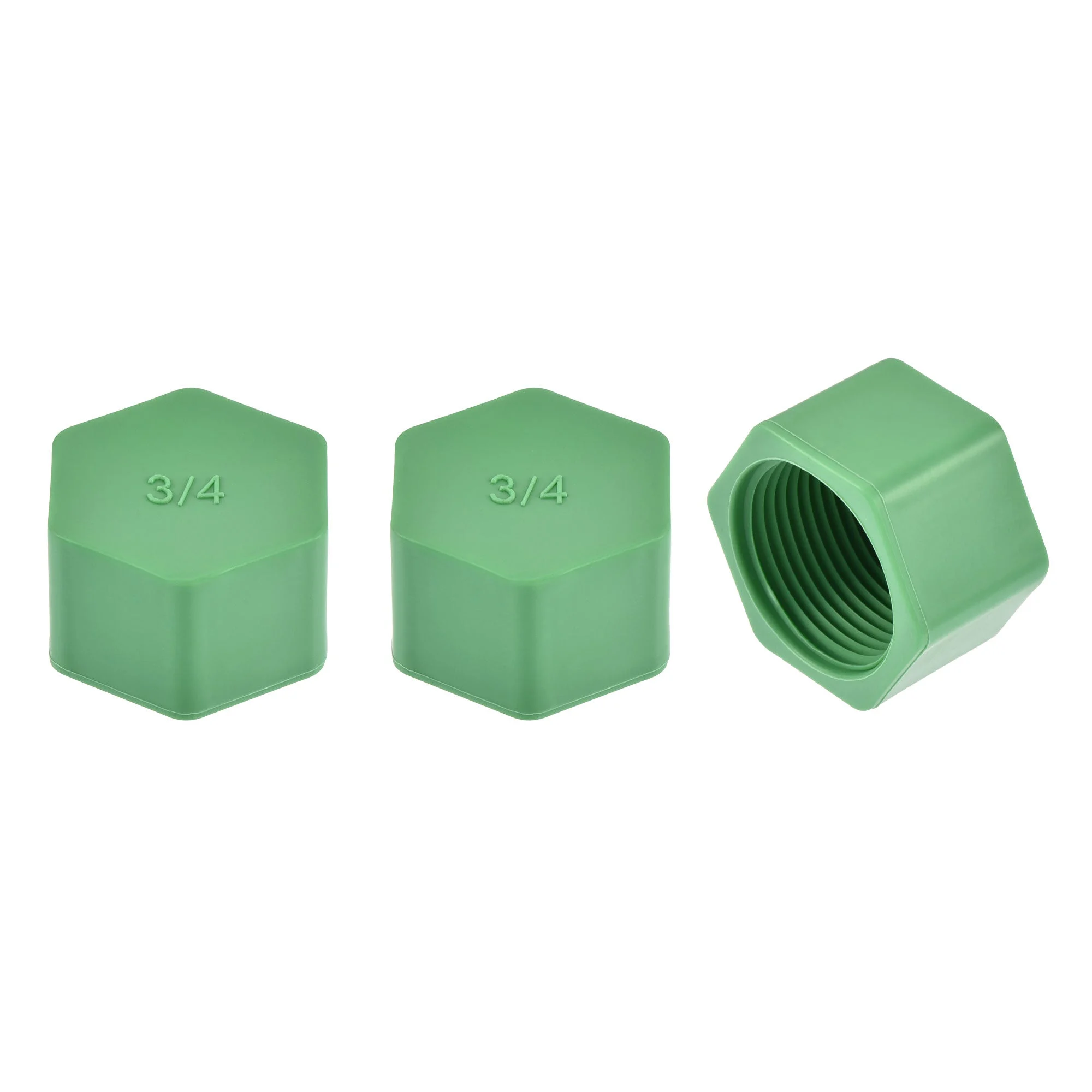 G3/4 Pipe Fitting Cap, PPR Hex Female Thread Hose Connector, for Garden and Outdoor Water Pipes End, Green 3Pcs