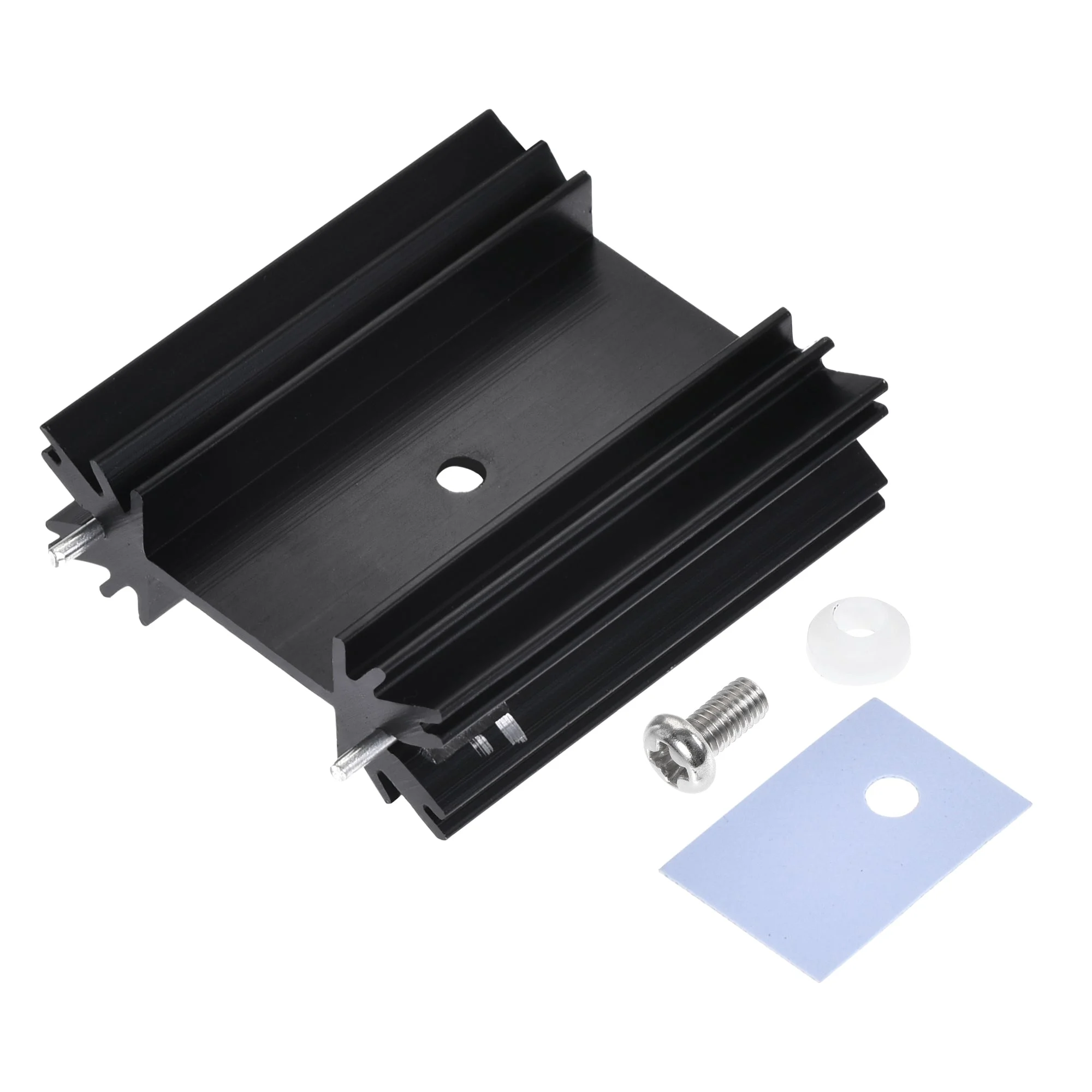 25x34x12mm TO-220 Aluminum Heatsink for Cooling Transistor Diodes with 2 Support Pin Black 10pcs