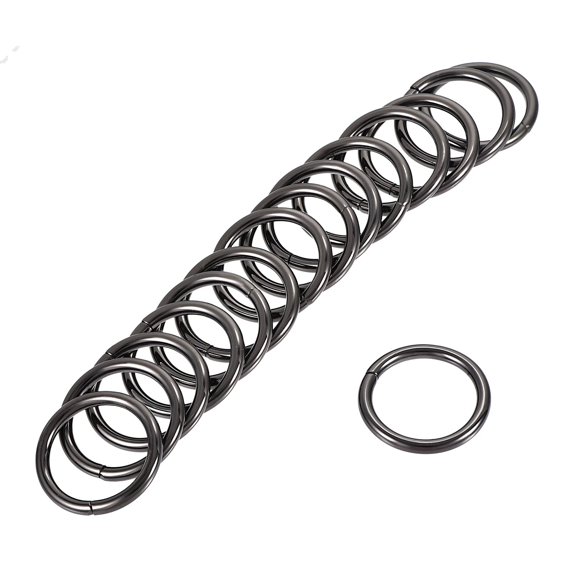 Metal O Ring 25mm(0.98") ID 3.8mm Thickness Non-Welded Rings Black 30pcs