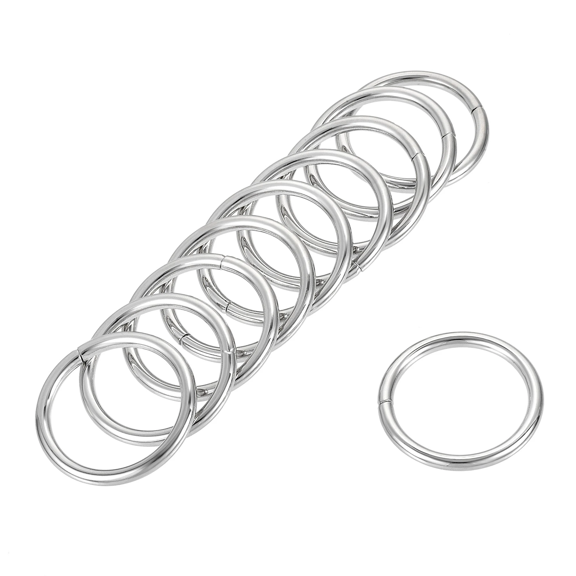Metal O Ring 38mm(1.5") ID 4.8mm Thickness Non-Welded Rings Silver Tone 10pcs