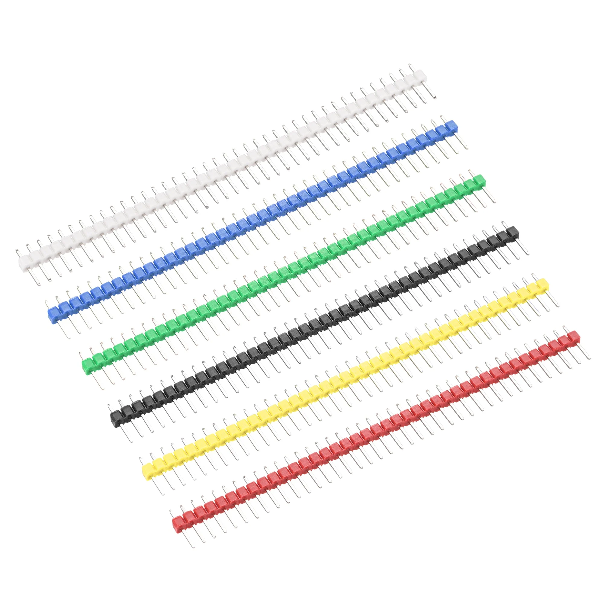 Uxcell 5 Set Male Pin Header,40 Pin 2.54mm Straight Single Row PCB Pin Strip