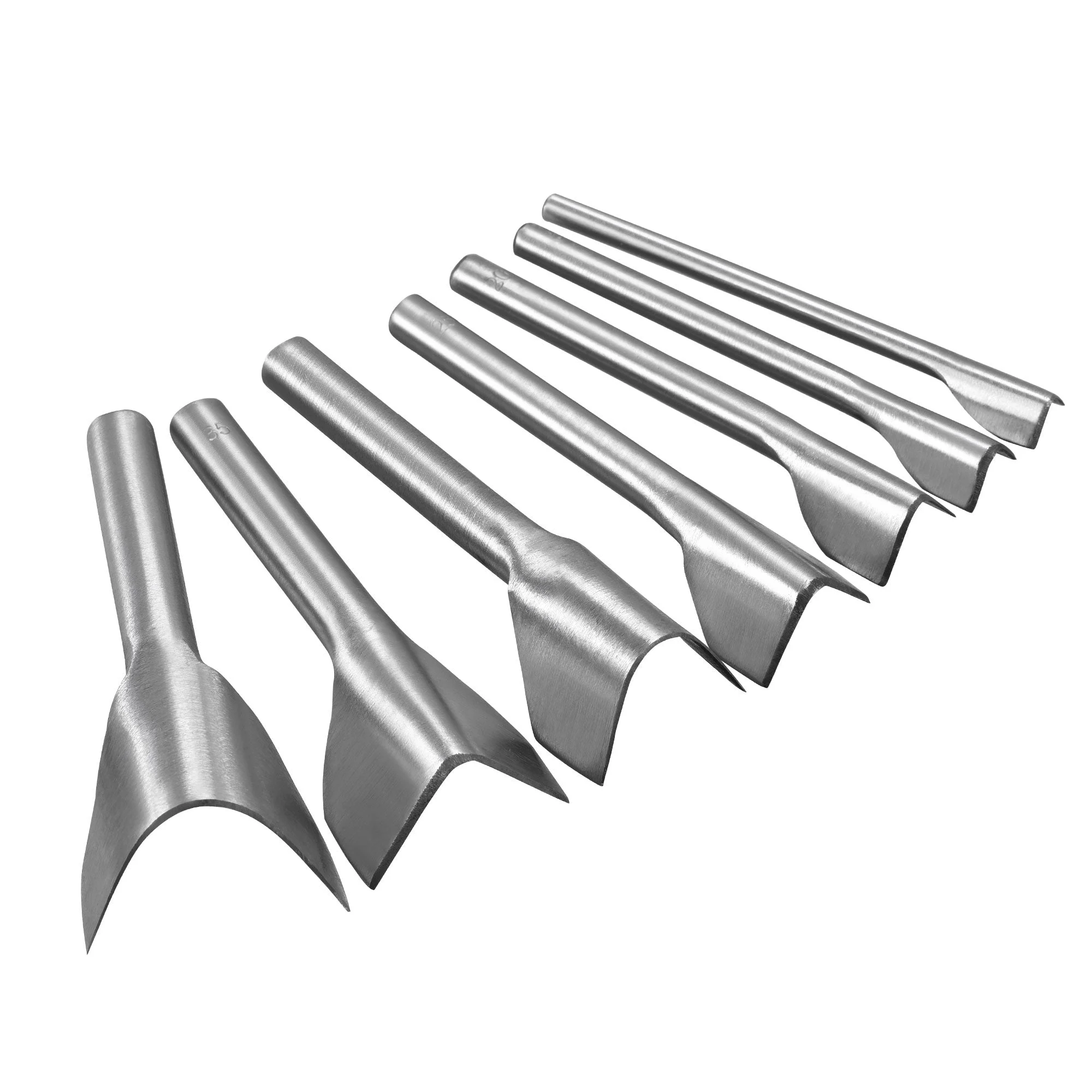 Uxcell V-Shaped Leather Cutter Punch Set 10mm-40mm Strap End Punch Tool for DIY Craft, Set of 7